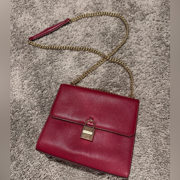 MICHAEL Michael Kors Handbags - Michael Kors Burgundy Leather Bag with Gold Chain